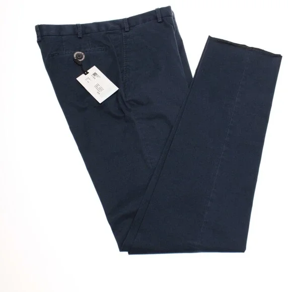 Hiltl NWT Chinos / Casual Pants Size 34 US Dayne In Solid Blue Cotton Blend